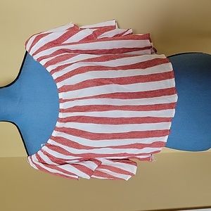 NWT Lydelle Cream & Rust Striped Drop Shoulder Crop Top